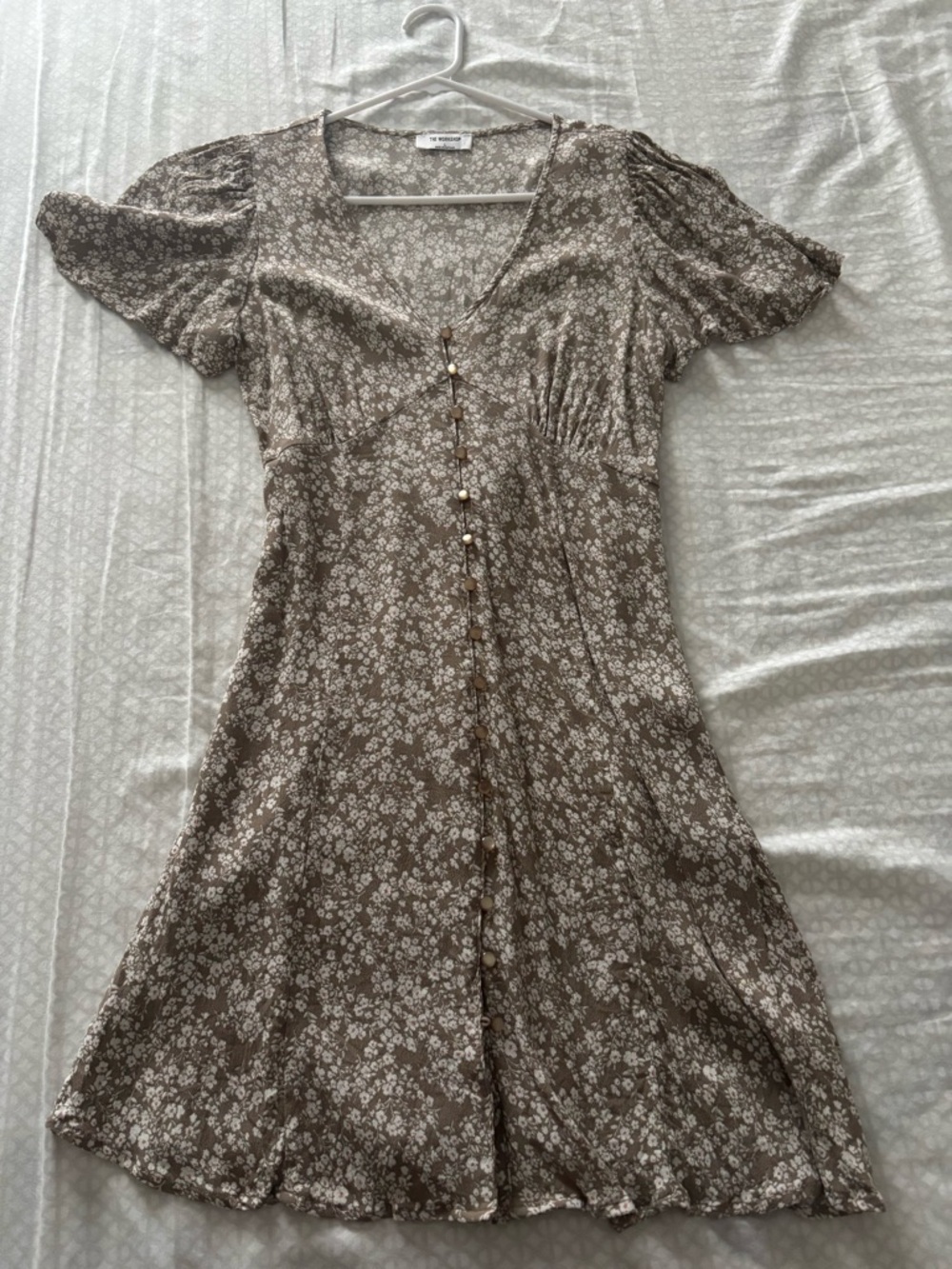 Floral Mini Dress with Pearl Buttons
